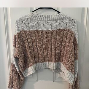 Cozy Two-Tone Knit Sweater